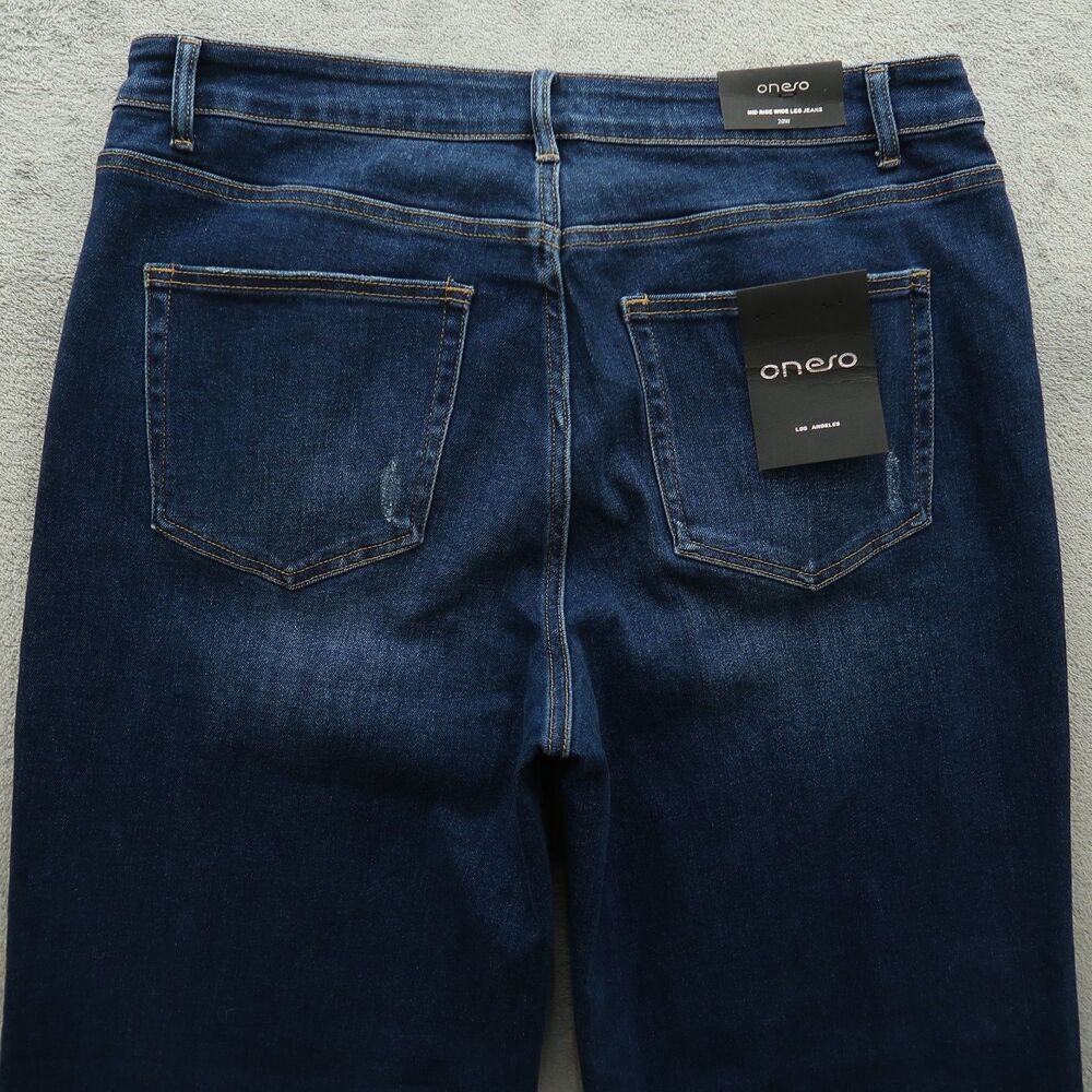 ONESO Jeans Women's Size 20W Mid-Rise Wide-Leg Denim 31.5" Inseam Distressed NWT - Picture 13 of 16